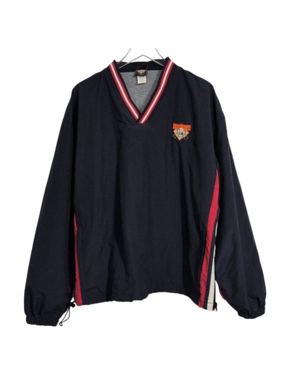 Cooperstown Dreams Park Pullover Windbreaker Mens Size XL Blue V Neck Long Sleev